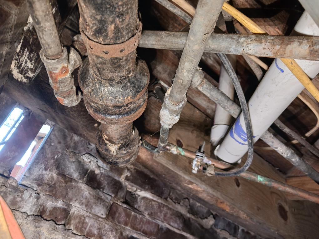 Aging pipes with buildup and corrosion