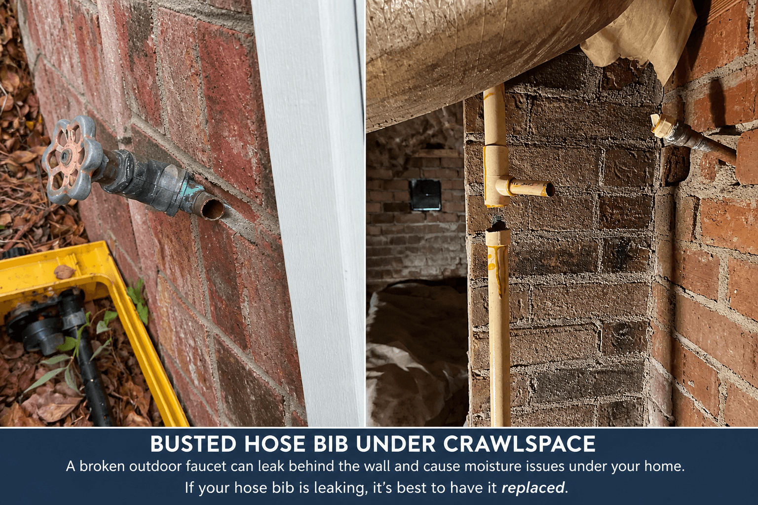 leaking bib under a crawlspace