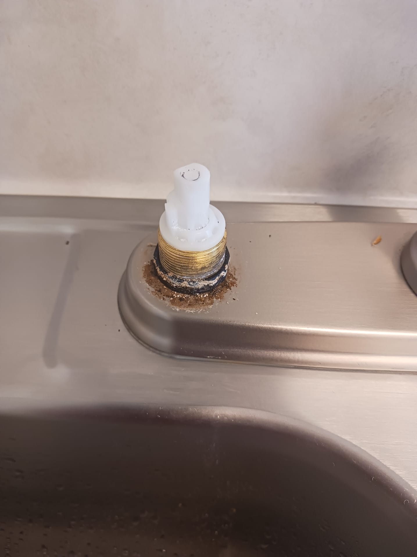 mineral build up in a broken faucet
