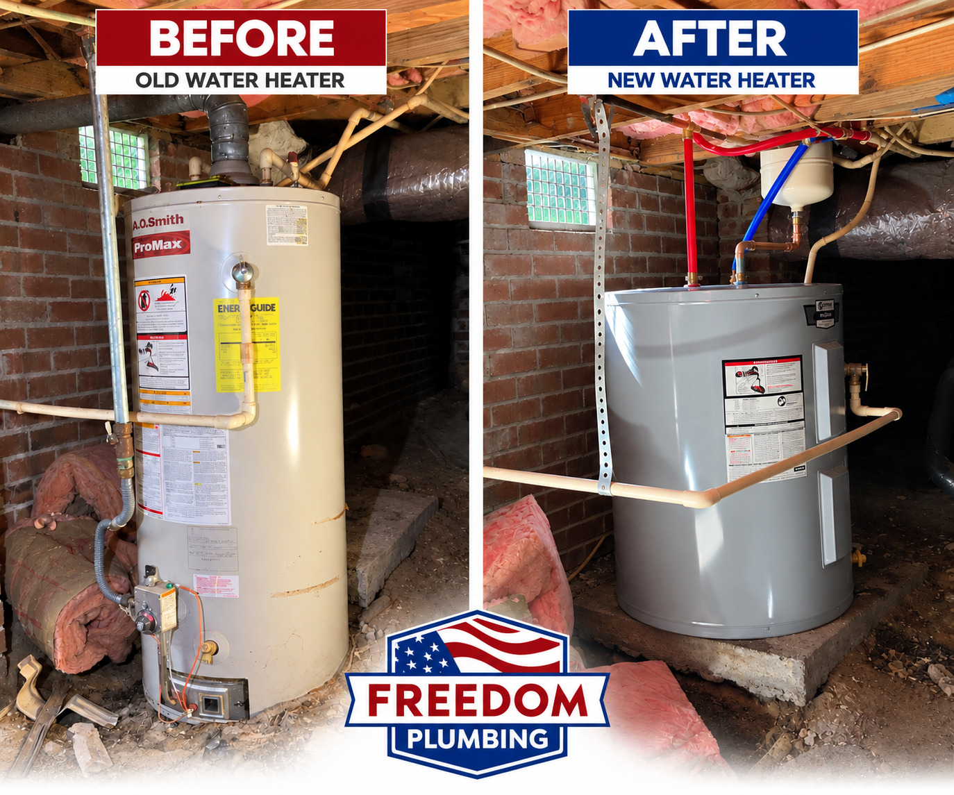 water heater installation before and after