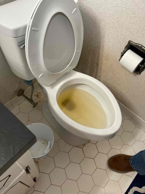 Clogged toilet filled with water in a Lexington, SC home